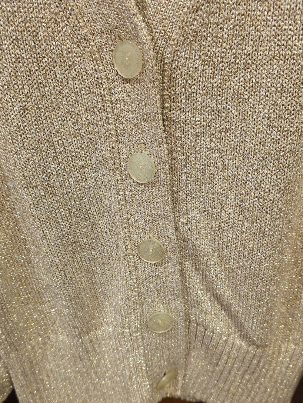 kate spade Metallic Gold V-Neck Button Front Cardigan